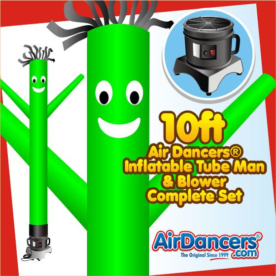 Green Air Dancers® Inflatable Tube Man & Blower 10ft Set by AirDancers.com