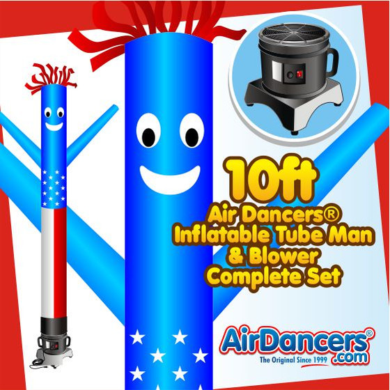 American Flag Air Dancers® Inflatable Tube Man & Blower 10ft Set by AirDancers.com