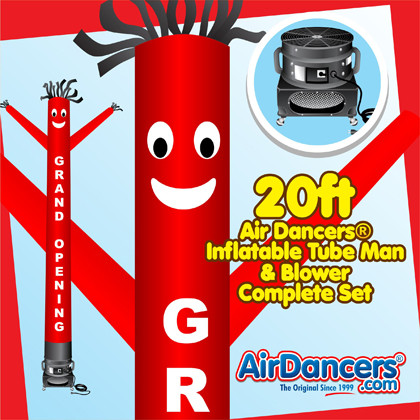 Red Grand Opening Air Dancers® inflatable tube man & Blower Set 20ft