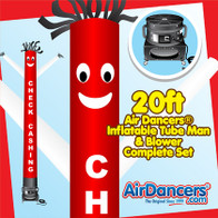 Red White Check Cashing Air Dancers® inflatable tube man & Blower Set 20ft