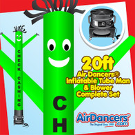 Green Check Cashing Air Dancers® inflatable tube man & Blower Set 20ft