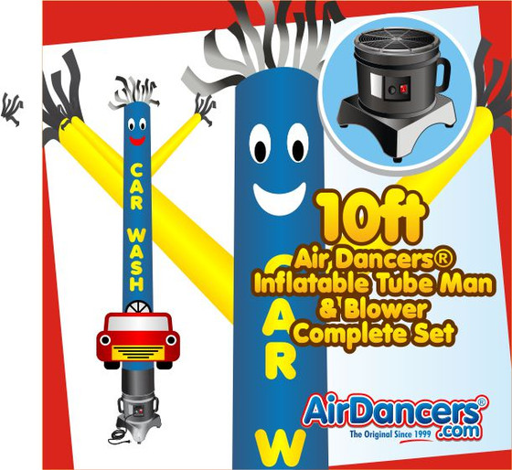 Car Wash with Car Shape Air Dancers® Inflatable Tube Man & Blower Set 10ft