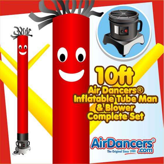 Red with Yellow Arms Air Dancers® Inflatable Tube Man & Blower 10ft Set