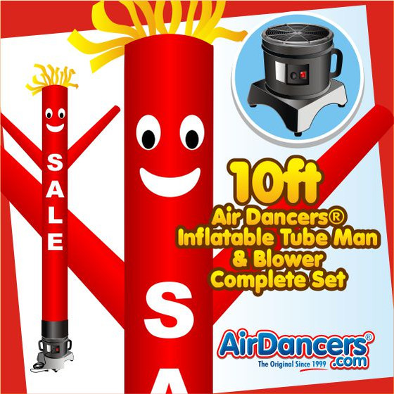 Red Sale with White Letters Air Dancers® Inflatable Tube Man & Blower 10ft Set