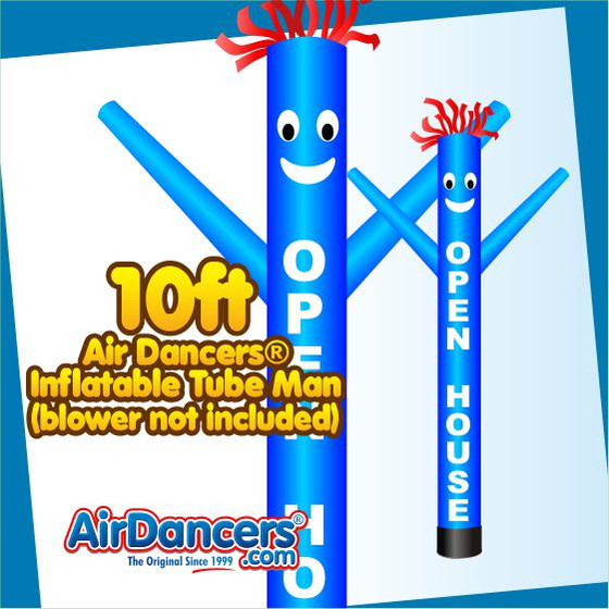 Blue OPEN HOUSE Air Dancers® Inflatable Tube Man 10ft Attachment