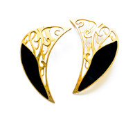 Vintage EDGAR BEREBI Onyx & Gold Enamel Art Nouveau Earrings