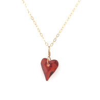 14KT Gold Filled Ruby Red Crystal Love Necklace
