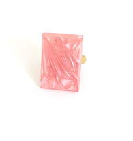 Antique 1940's Czech Rose Glass Rectangle Cocktail Ring