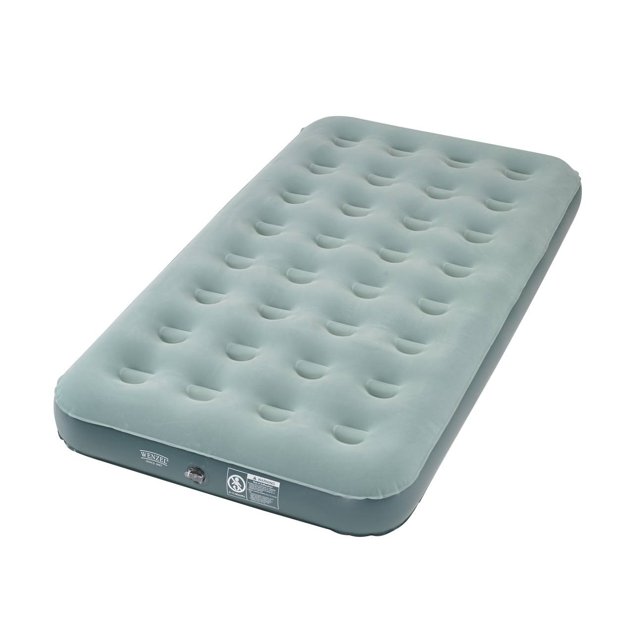 Wenzel Sleep-Away Airbed - Twin, light green and green, completely inflated laying flat