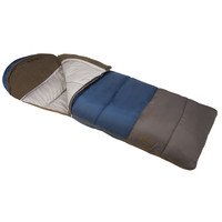Wenzel Monterey Sleeping Bag, blue, shown partially unzipped, front angle view