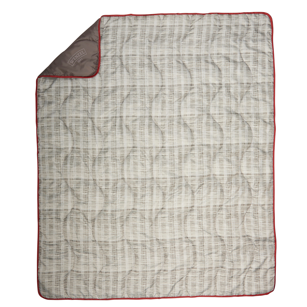 Wenzel Camp Quilt, Brown, with corner folded over