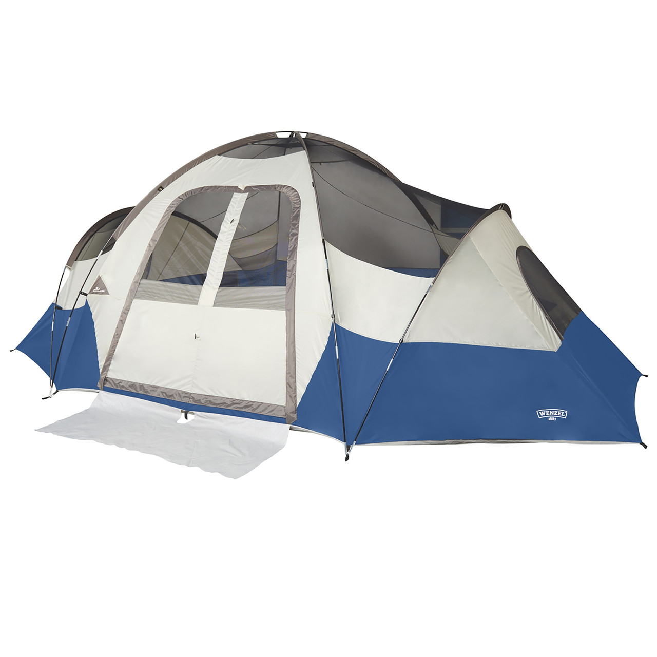 Wenzel Pinyon 10 Person Dome Tent, blue/white, front view, no fly