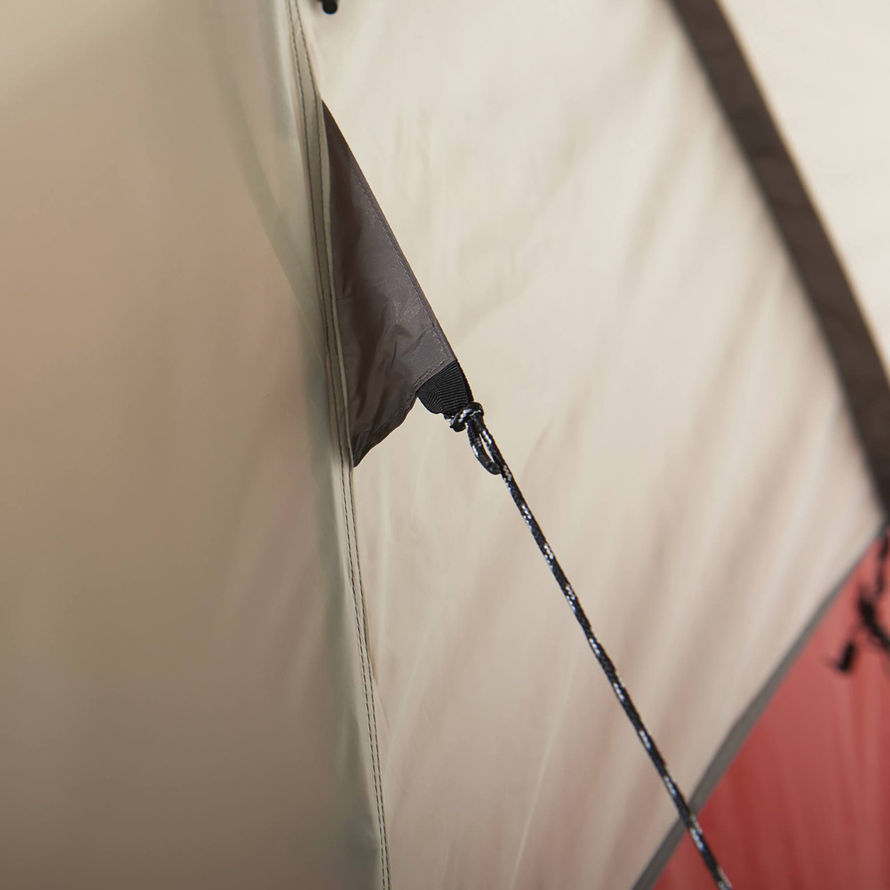 Close up of Wenzel Bristlecone 8 Person Dome Tent, showing guyline attachment point