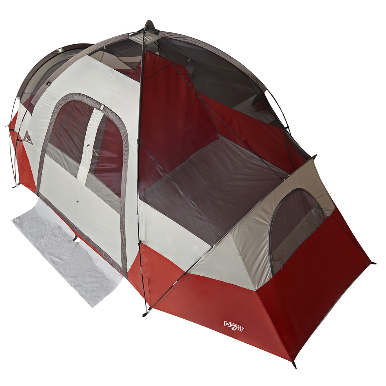 Wenzel Bristlecone 8 Person Dome Tent, red/white, top view, fly off