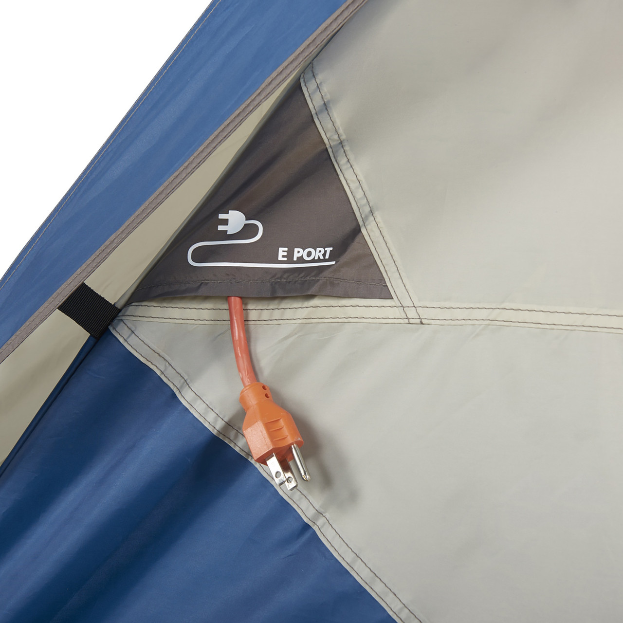 Interior close up of Wenzel Tamarack 6 Person Dome Tent, showing port for cords