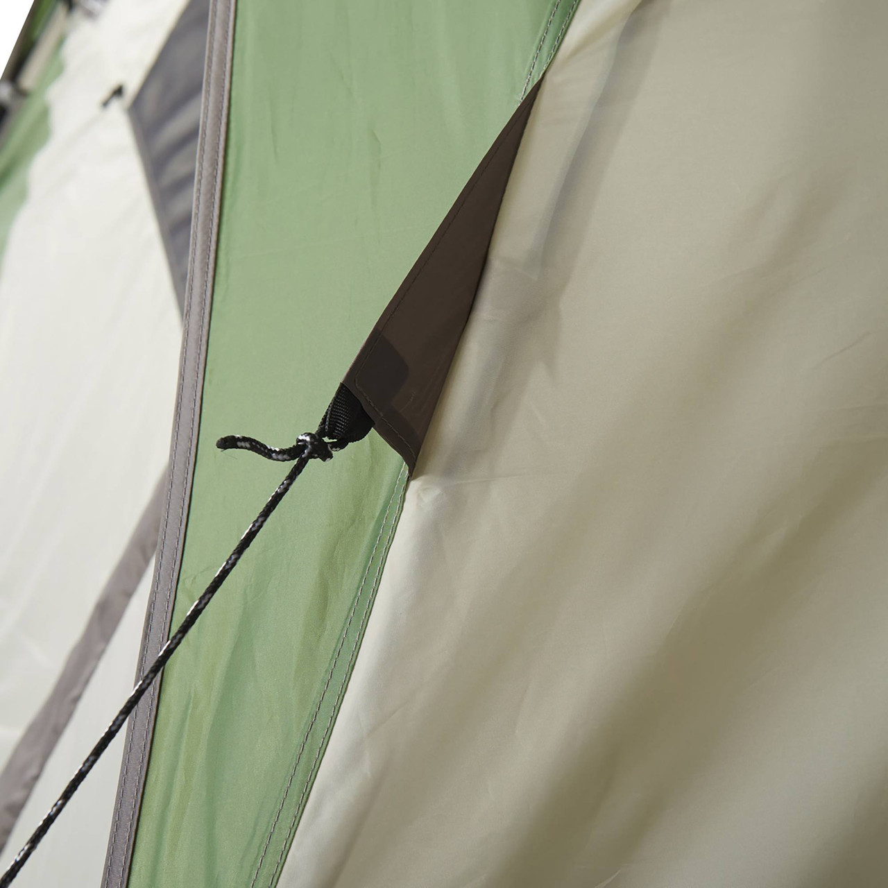 Close up of Wenzel Jack Pine 4 Person Dome Tent, showing guyline attachment point