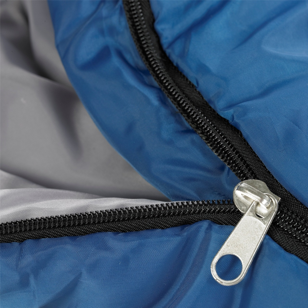 Close up view of the main zipper partially unzipped on the Wenzel Santa Fe Mummy 20 degree sleeping bag