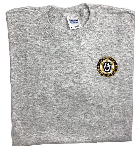 Gray T-Shirt with Embroidered PA Sheriff Logo on Left Chest