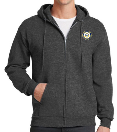 Graphite Heather Gray with left chest embroidery