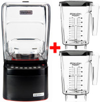 Commercial Blendtec Stealth 885 Package Includes: One Motor Base (International Version - Canada) in Black,  One Sound Dome Enclosure, Two Commercial BPA-free WildSide+ Jars and Two Soft lids.