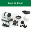 Easy to clean, assemble and un-assemble. 
Clean up is a breeze because all of the removeable parts can be sink rinsed or top-rack dishwasher cleaned.