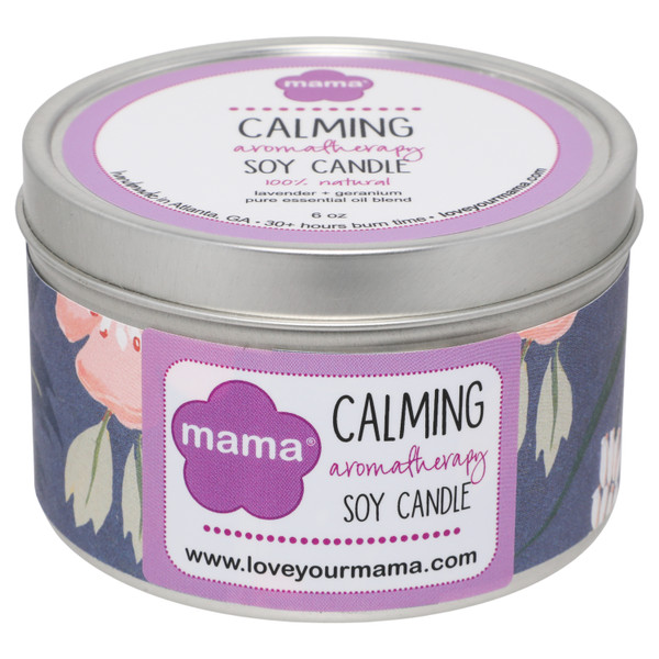 Lavender + Geranium (Calming) 6 oz. Soy Candle Tin | Mama Bath + Body
