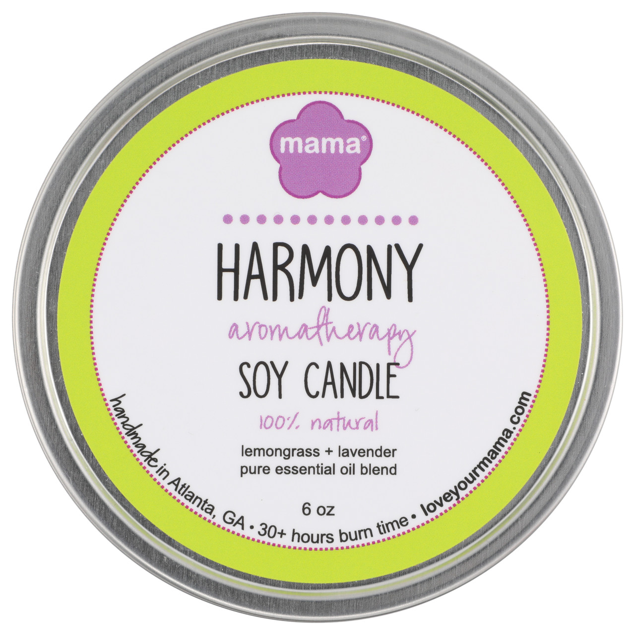 Harmony (Lavender + Lemongrass) 6 oz. Soy Candle Tin | Mama Bath + Body