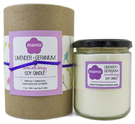 Lavender + Geranium (Calming) Soy Candle - Glass Jar | Mama Bath + Body