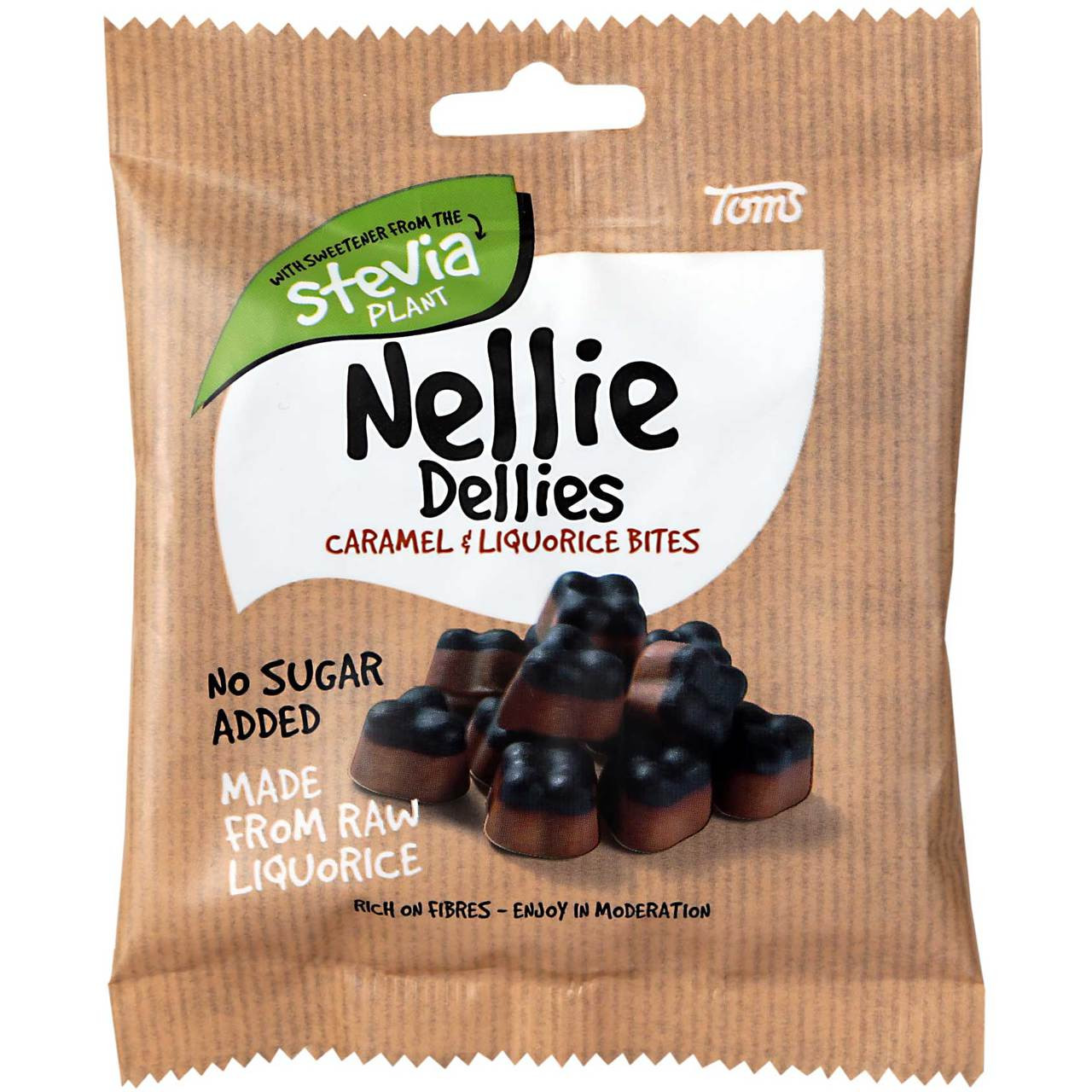 Toms Stevia Nellie Dellies Caramel & Liquorice Bites 90g / 3.1 Oz (soft  marshmallow licorice) - myGermanCandy.Com