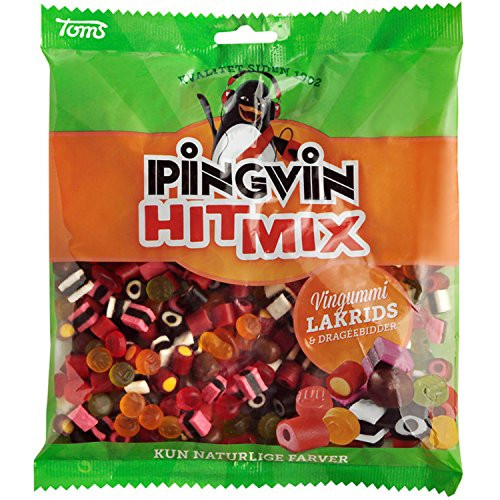 Toms Pingvin Hit Mix 370g - 13oz - danish mini fruit gum mini licorice  confectionery and licorice dragees - myGermanCandy.Com