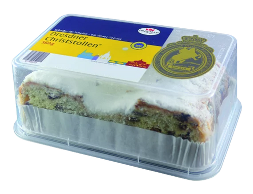 The video shows the packaging with just one slice - but this box a full 560g Stollen cut in slices!