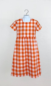 Girl's Orange Gingham Dress