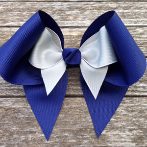 The Elizabeth- Navy & Silver Large Bow and Mini Bow LMB100