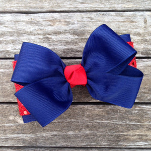 The Payton Large Sequin-Navy & Red Red Knot  BOWTIE300SE2
