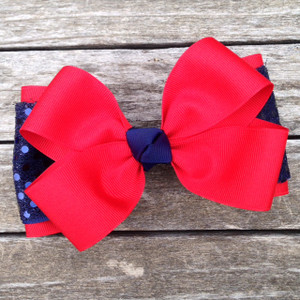 The Payton Large Sequin-Red & Navy Navy Knot  BOWTIE300SE2