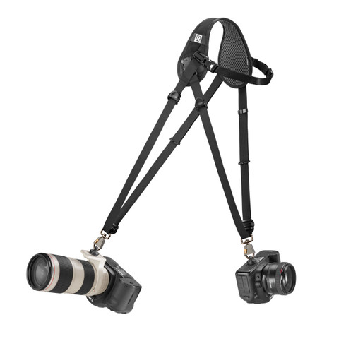 Hybrid Breathe Double DSLR Camera Strap can attach two cameras of different weights