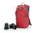 SidePath Backpack pictured with camera and lens (not included) in Cardinal Red.