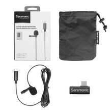 Saramonic LavMicro U3A Ultracompact Clip-On Lavalier Microphone with USB-C for Android Mobile Devices & Computers with 6.6' (2m) Cable & Right-Angle Adapter
