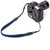 Side view of blue camera strap