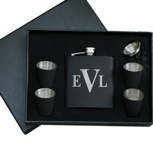 Personalized Black Matte Flask Set
