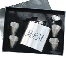 Personalized Silver Flask Set