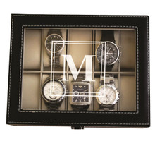 Personalized Black Watch Box with Initial