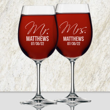 Mr and Mrs Personalized Wine Glasses - Set of 2