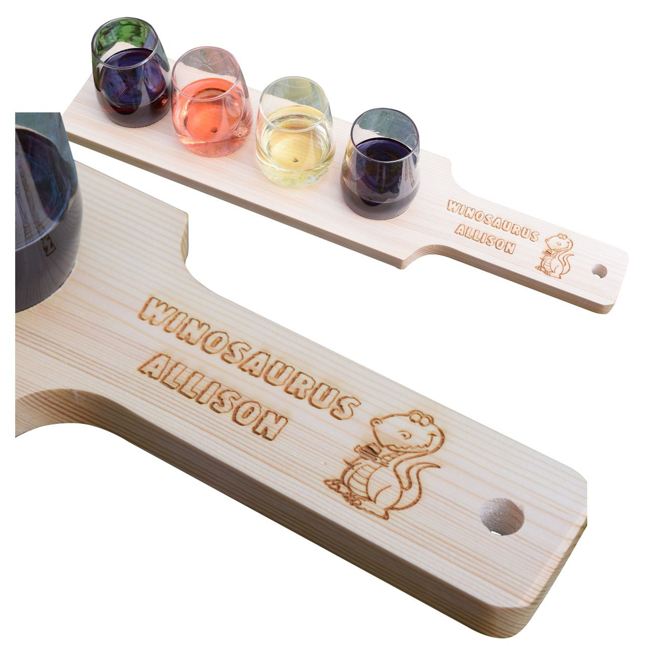 Custom Engraved Wine Flight Set Natural Finish My Personal Memories