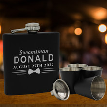 Groomsman gift Personalized Leather Wrapped Flask Best man gift 