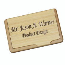 Personalized Wood Bamboo Business Card Case Holder