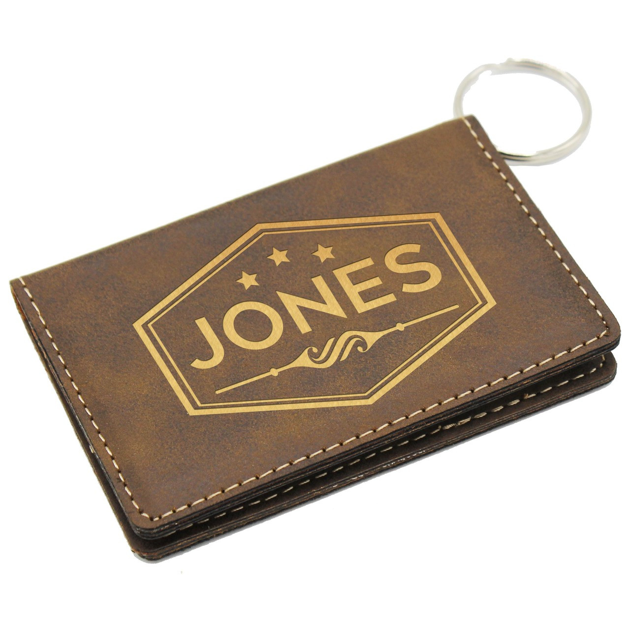 Personalized Leather Wallet Keychain