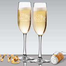 Mr and Mrs Champagne Toasting Flute Glasses - Set of 2