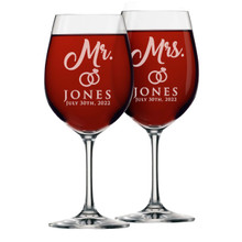 Personalized Mr and Mrs Wine Glasses - Set of 2