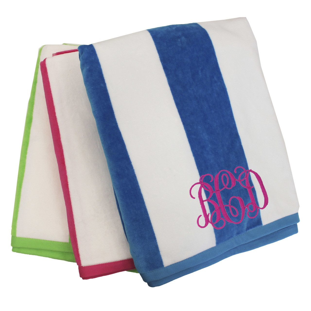 Cabana Stripe Greek Key s Lime or ANY Color Custom Beach Towel / Pool Towel with Personalization / Monogrammed Beach Towel / Personalized Pool Towel / Nautical Chevron